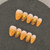 Faux ongles gothiques d'Halloween à presser, faits à la main, longs, carrés, avec croix et araignée, fournisseur OEM