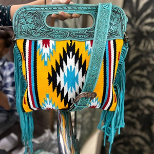 Nuevos bolsos de mano con flecos Jacquard Color turquesa Sling Bohemian Aztec Fabric Bags Elegantes bolsos de Venta caliente para mujeres - Product Image 1