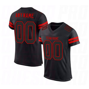 Camiseta de Fútbol Personalizada Negra, Roja y Negra, Auténtica, Transpirable, Uniforme de Equipo de Alto Rendimiento, Personalizada para Adultos, Totalmente Sublimada - Product Image 5
