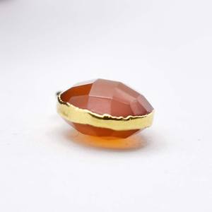 Dije de Piedra Preciosa de Cornalina Ovalada Facetada, Chapado en Oro, con un Solo Argolla (8x10mm), Joyería - Product Image 3