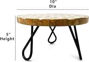 Soporte para Tartas de Resina y Madera de Diseño Moderno con Patrón Horizontal, Forma Redonda, Color y Tamaño Personalizables para Exhibición de Postres - Product Image 3