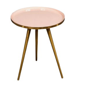 Meubles de décoration intérieure Table d'appoint avec dessus arrondi poli noir Support classique fini or Table d'appoint de canapé en métal tendance pour le salon - Product Image 5