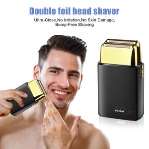 Afeitadora Eléctrica Inalámbrica para Hombre, Recargable, de Viaje, en Negro, con Doble Cuchilla para Afeitar la Cara, Repuesto Rotatorio - Product Image 1