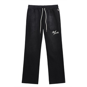 Pantalones de chándal acampanados informales para hombre, pantalones de chándal ligeros de alta calidad, cintura elástica, diseño de retazos que se desvanece al sol - Product Image 1