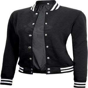 Chaqueta Varsity de Punto para Mujer 2025, de la Mejor Calidad, Resistente al Viento, Negra, Estilo Béisbol, con Letras Bordadas, Tallas Grandes, Gran Venta - Product Image 1
