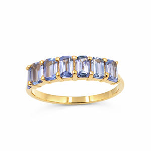 Anillo de Tanzanita Octogonal de Siete Piedras, Plata de Ley 925, Chakra Azul Espiritual, Anillo de Diseño - Product Image 3