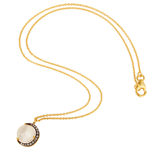 Zircon Moonstone Gemstone Pendant Half Moon Designer Silver Gold Plated <b>Chain</b> Pendant Jewelry Manufacturer - Product Image 3