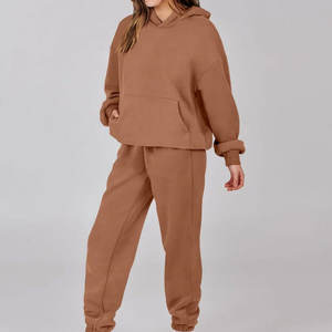 Conjunto Deportivo Informal para Mujer, Diseño Sólido, Transpirable, 100% Algodón, Felpa, Ropa de Invierno, Diseño de Alta Gama, Cintura Elástica, Precio al por Mayor - Product Image 5