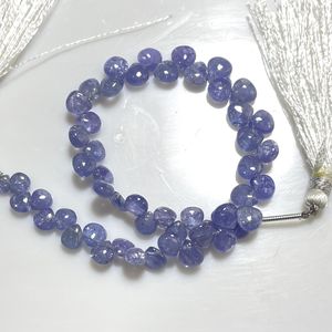 Cuentas de Briolette con forma de corazón liso de tanzanita de alta calidad, cuentas lisas de piedras preciosas naturales para la fabricación de joyas - Product Image 2