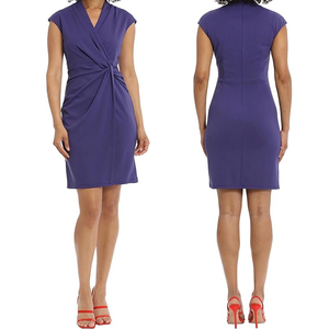 Ropa DE TRABAJO Vestido Carrera Escritorio de oficina a la cena Evento Ocasión Invitado Tendencia Cuello en V Cintura curva para mujer Costura Crepe - Product Image 6