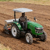 Tracteur agricole compact 80 CV 4x4 pour verger et serre, 540 tr/min, prise de force arrière, élévateur hydraulique, avec motoculteur et charrue, équipement agricole complet