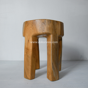 Taburete redondeado de 4 Patas, taburete de madera natural para muebles de sala de estar, taburetes de madera maciza, sillas de bar - Product Image 4