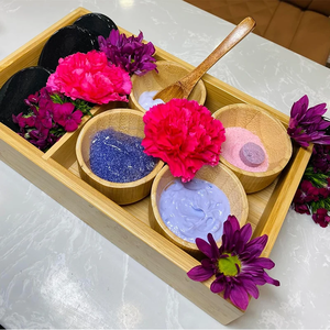 Disposable Bamboo Spa <b>Tray</b> with 4 Slots Essential <b>Oil</b> Serving <b>Tray</b> Pedicure Spa <b>Tray</b> for Home Use - Product Image 1