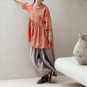 Vintage Floral Lace Cotton Babydoll Tunic <b>Top</b> for Women Regular Fit ODM - Product Image 2