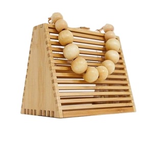 Bolso con asa superior y cuentas redondas Boho Chic, accesorio de playa de verano, bolso de madera transparente para mujer - Product Image 2