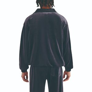 High Quality Long Sleeve Zipper <b>Velour</b> Jacket Side Color block Stripe Wide Leg Pant Vintage Velvet <b>Man</b> <b>Tracksuits</b> Set - Product Image 4