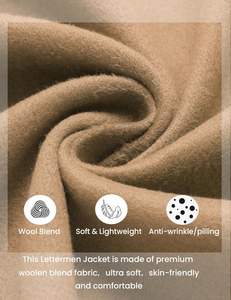 เสื้อแจ็กเก็ตเบสบอลบอมเบอร์สำหรับผู้ชายเสื้อโค้ทหนังพียูขนแกะปักโลโก้ทีมโรงเรียน - Product Image 4