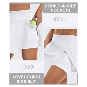 Falda Corta de Tenis para Mujer, Color Sólido, con Volantes, Cintura Elástica, Informal, Transpirable - Product Image 6