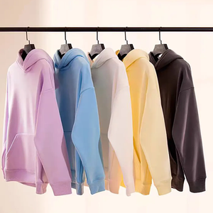 ผลิตเสื้อฮู้ดดี้คอตตอน/โพลีเอสเตอร์ทรงหลวมแบบสวมหัว ยูนิเซ็กซ์ สั่งทำได้ ผ้าฟลีซหนาน้ำหนัก 320 กรัม เสื้อสเวตเชิ้ตเปล่าไซส์ใหญ่ - Product Image 5