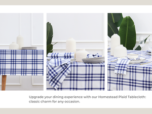 Homestead bleu blanc printemps été pique-nique à manger nappe résistant à l'eau lavable PP à carreaux extérieur - Product Image 5