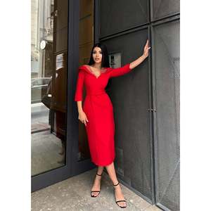 Vestido Midi Negro Elegante missJANELL para Mujer, Adornado con Pedrería, Doble Atlas y Tul, Mezcla de Poliéster y Elastano, Ropa de Fiesta - Product Image 2