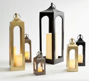 <b>Black</b> & Gold Coated Cast Aluminum <b>Lanterns</b> For Home And Wedding Tabletop Lighting Decoration <b>Candle</b> <b>Lanterns</b> - Product Image 1