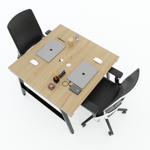 Table d'appoint minimaliste Aconcept HBAC051 en 2 parties, 100x100cm, en contreplaqué mélaminé avec pieds en fer - Product Image 2