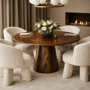 Mesa de Comedor Moderna de Lujo Estilo Rústico de Madera Maciza de Mango, 110 cm, Tamaños Personalizados, Muebles Ecológicos al por Mayor de Fábrica B2B - Product Image 2