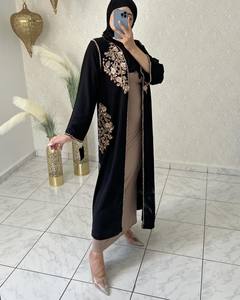 Vente en gros de robe abaya en satin de luxe personnalisée pour femmes vêtements islamiques de haute qualité manches à volants taille libre conçu à Dubaï petite coupe - Product Image 2