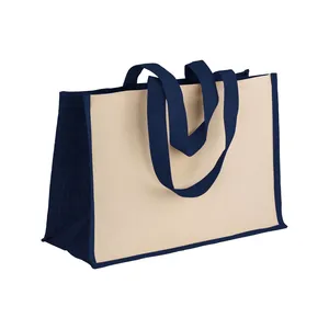 Borse Promozionali Personalizzabili in Cotone e Juta con Fodera Interna Morbida per Shopper - Product Image 4