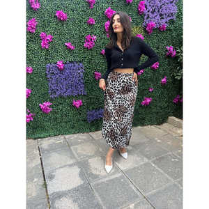 Jupe en satin brillant à imprimé léopard - Product Image 1