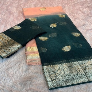 Georgette en viscose d'excellente qualité avec bordure en jacquard Saree Femme Fabricant et fournisseur de mode de Surat - Product Image 1