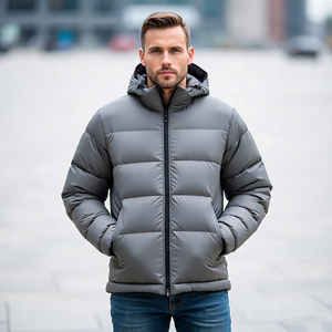 Abrigo acolchado de color sólido para hombre, moda informal de calle, chaquetas de burbujas con cuello levantado para hombre, chaqueta acolchada para hombre - Product Image 2