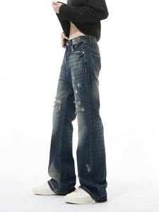 Straight Printed Skinny Hip Pop Wholesale Blue Stonewashed Bootcut Fashion <b>Denim</b> <b>Trousers</b> High Quality Jeans - Product Image 3