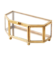 Boîte à bijoux en verre au design élégant boîte à bijoux en verre en métal et fer boîte décorative à bijoux chère meilleure vente