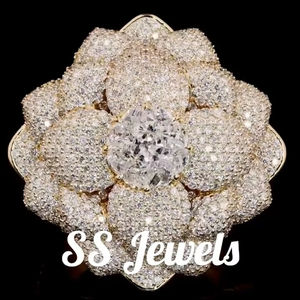 Bague personnalisée 3D Fleur Hip Hop Unisexe Bustdown Argent 925 Glacé VVS Moissanite Diamant Big Pinky Anneau Pour Cadeau de Noël - Product Image 1