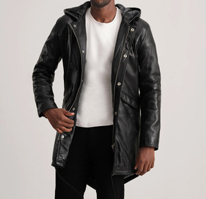 Veste en cuir pour homme de couleur personnalisée, service OEM, col montant, imperméable, respirante, veste en cuir d'hiver - Product Image 1