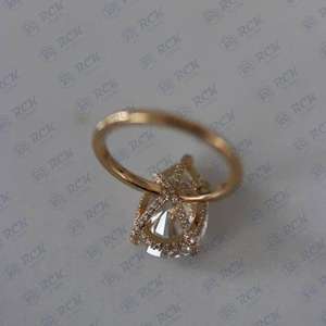 1.80 CTW poire coupe Trio ensemble Moissanite bague pour femme/côté fiançailles baguette coupe en argent bague pour femme - Product Image 4