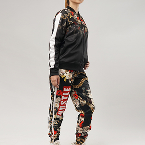 Woman Joggers Pants Cropped Letter Printed Baseball Varsity <b>Jacket</b> Set 2 Piece Set <b>Track</b> Suit for Women - Product Image 4