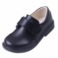 Chaussures d'uniforme scolaire pour garçons, sur mesure, en gros, OEM, entièrement noires, à fermeture auto-agrippante, antidérapantes, pour enfants, pour le campus