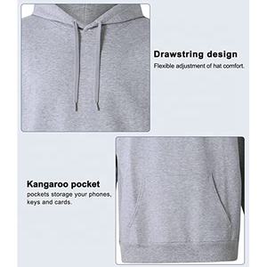 2024Men's Loose Fit Heavy Weight Casual Street Wear Pullover Hoodies Plain Blank Heather <b>Grey</b> <b>Men</b> Loose Fit Front Pocket Hoodies - Product Image 4