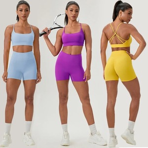 Conjunto de yoga avanzado con cintura alta y control abdominal y caderas en forma de melocotón-Adecuado para yoga/Pilates/Fitness Running - Product Image 1