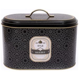 Boîte à pain à motif géométrique doré 178x338x200mm avec poignée en métal Stockage et conteneur de nourriture 9.8L Fond noir - Product Image 1
