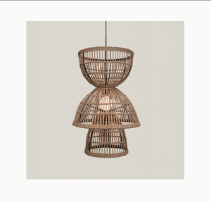 Abat-jour en rotin fait à la main, luminaire suspendu en bambou tressé, abat-jour décoratif pour la maison et le restaurant - Product Image 4