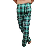 Pantalon de pyjama à carreaux unisexe assorti à la famille avec broderie personnalisée Pantalon de pyjama de Noël en flanelle et tartan