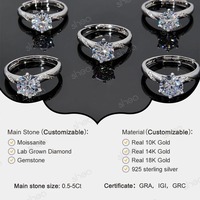 Vente en gros d'usine personnalisée 10K 14K 18K véritable or massif Au750 Moissanite ovale coupe Solitaire bague de fiançailles en or jaune massif