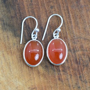 <b>Red</b> Carnelian 925 Sterling Silver Hook <b>Earrings</b> Handmade Gemstone Jewelry For Gift - Product Image 1