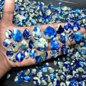 Azurite Turquoise Cabochon Agate verte Pierres précieuses Paire de pierres naturelles pour la fabrication de bijoux et la guérison Lot assorti poli - Product Image 1