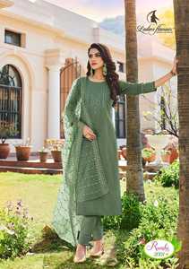 <b>Three</b> Piece Collection Top Quality Viscose With Heavy Embroidery Sequence Work Kurti Pant Dupatta Wholesale Factory Supply - Product Image 6