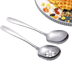 Acero inoxidable con acabado de espejo Cuchara de drenaje de sopa Diseño moderno desechable para servicio público de buffet de hotel - Product Image 6